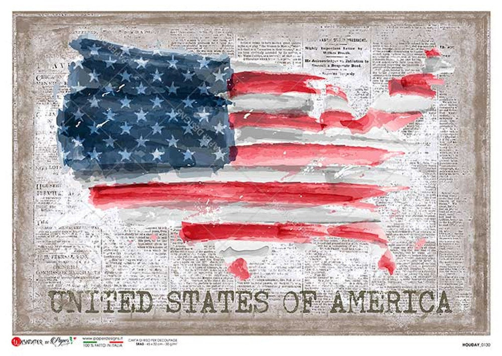 Holiday 0130 (Watercolor Flag) Rice Paper - Paper Designs