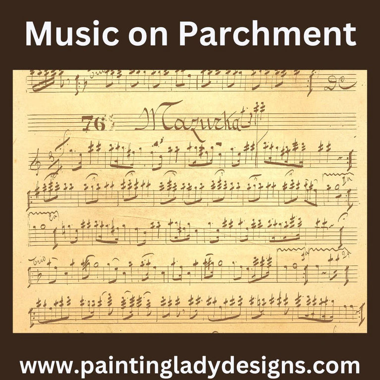 Music on Parchment Decoupage Paper - Painting Lady Designs