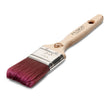A high-quality flat paintbrush with a natural wood handle and magenta-colored bristles. The metal ferrule secures the bristles to the handle. The brand is Staalmeester.