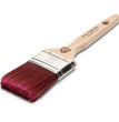 A high-quality flat paintbrush with a natural wood handle and magenta-colored bristles. The metal ferrule secures the bristles to the handle. The brand is Staalmeester.