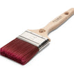 A high-quality flat paintbrush with a natural wood handle and magenta-colored bristles. The metal ferrule secures the bristles to the handle. The brand is Staalmeester.
