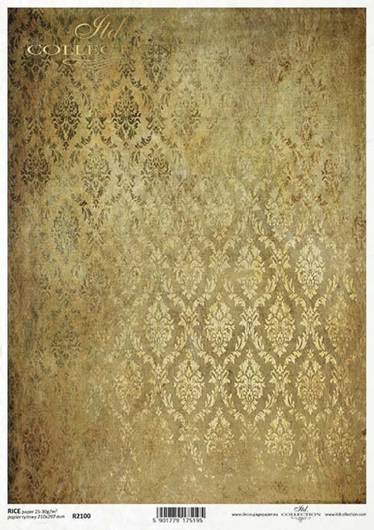 Gold Brocade Rice Paper- Decoupage Queen