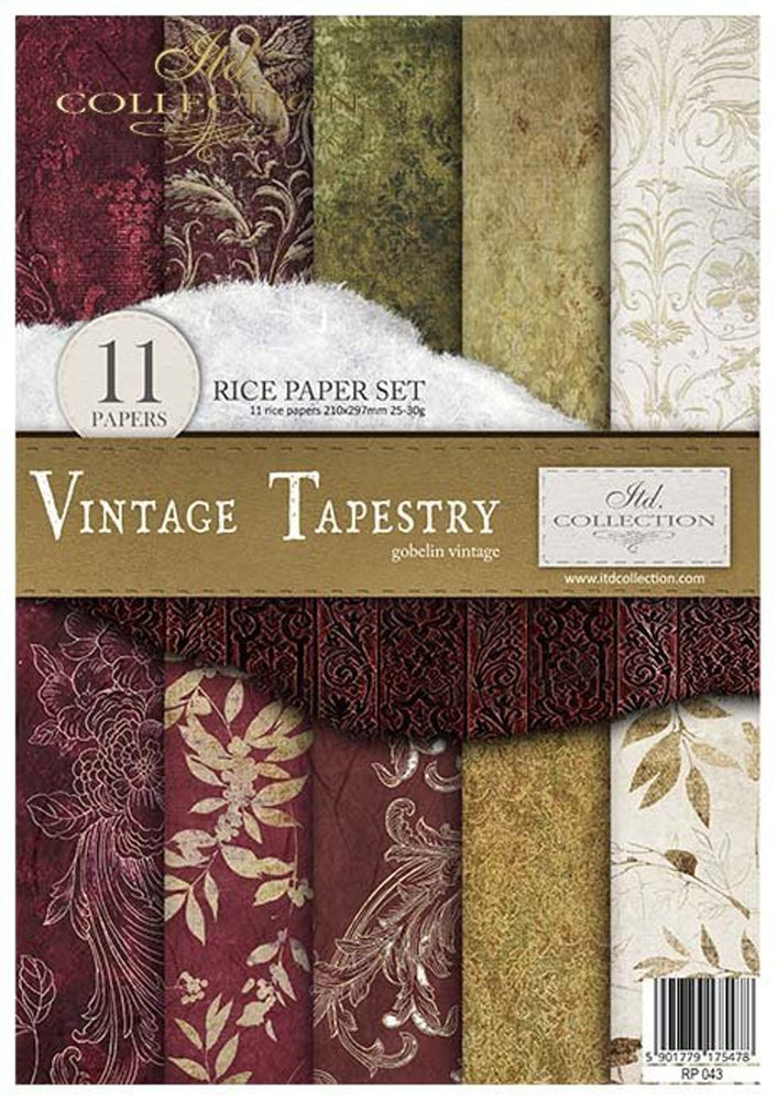 Vintage Tapestry Rice Paper Pack (11 Papers) -ITD Collection