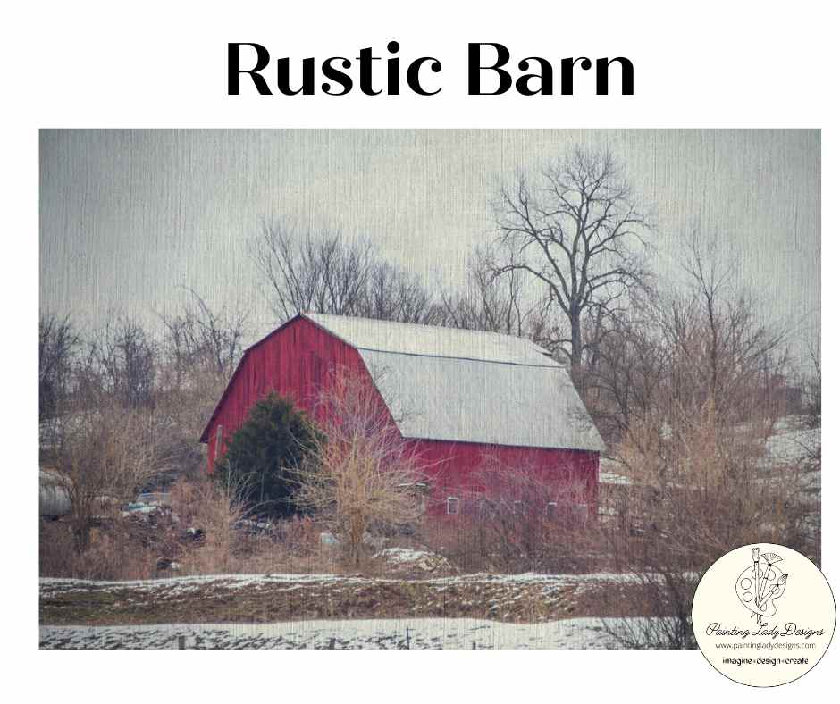 Rustic Barn, Winter Decoupage Paper - Painting Lady Designs