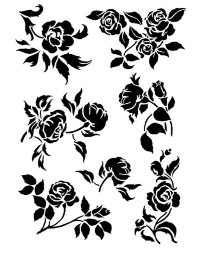 Roses Stencil - Decoupage Queen