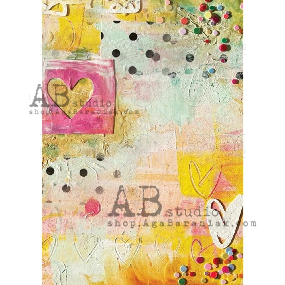 Colorful Heart Collage (#0459) Rice Paper- AB Studio