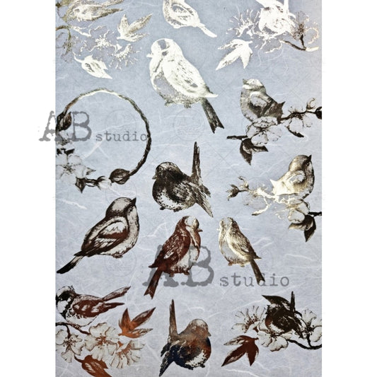 Gilded Birds (#1061) Rice Paper- Decoupage Queen