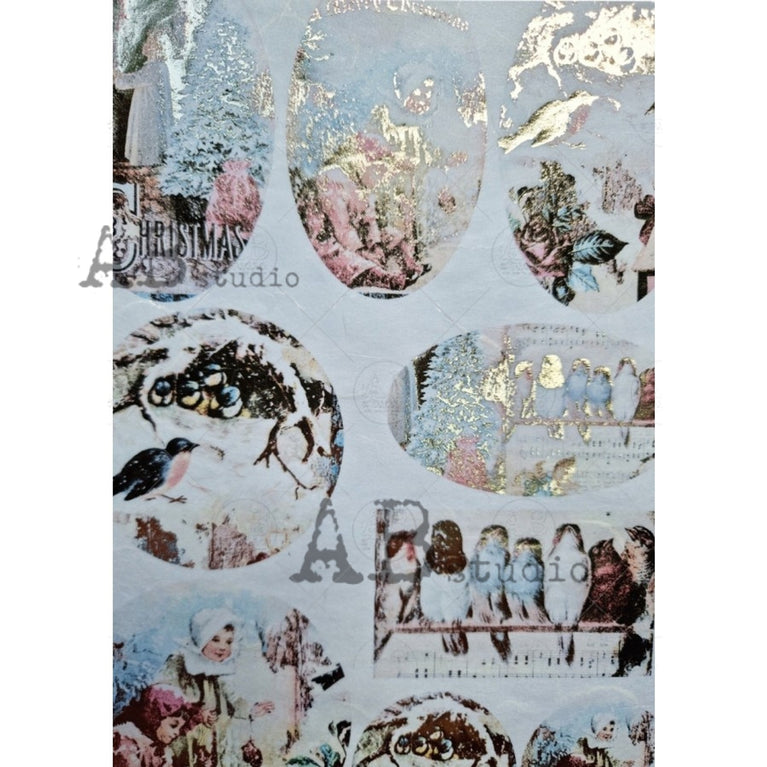 Gilded Vintage Birds & Children (#1026) Rice Paper - AB Studios
