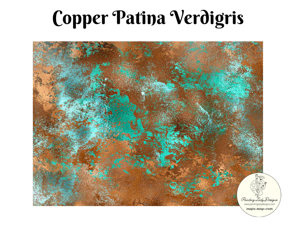 Copper Verdigris Decoupage Paper - Painting Lady Designs