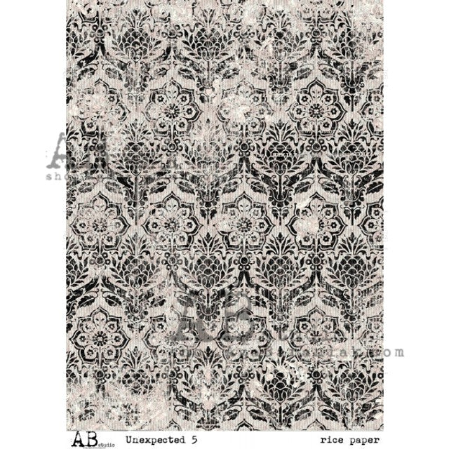 Black Damask Pattern (#084) Rice Paper- Decoupage Queen