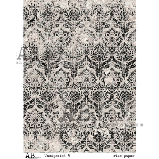 Black Damask Pattern (#0084) Rice Paper- AB Studios