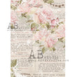 Book Page Floral Rice Paper (#0283) - AB Studios