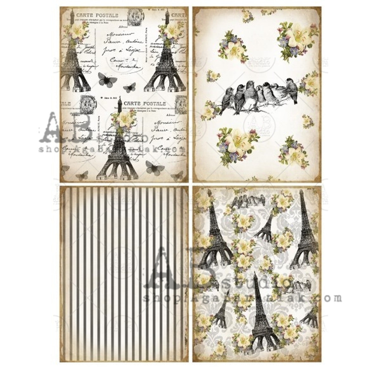Eiffel Tower Cards (#0489) Rice Paper- Decoupage Queen