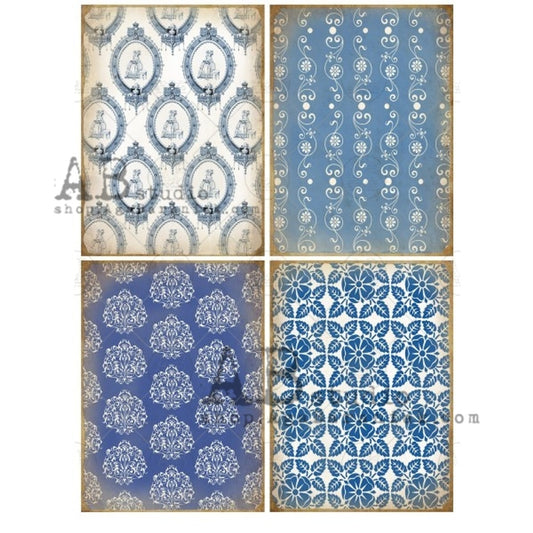 Blue Tile Patterns (#0490) Rice Paper- AB Studio