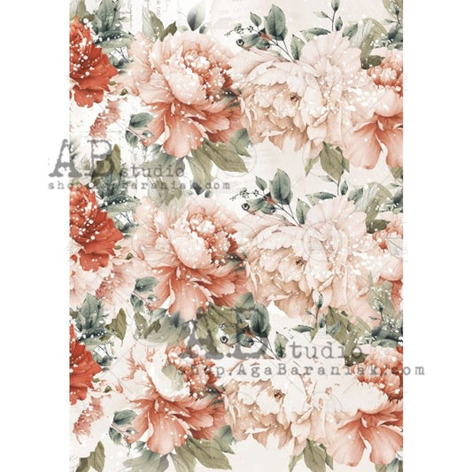 Large Coral Roses (#0691) - Decoupage Queen