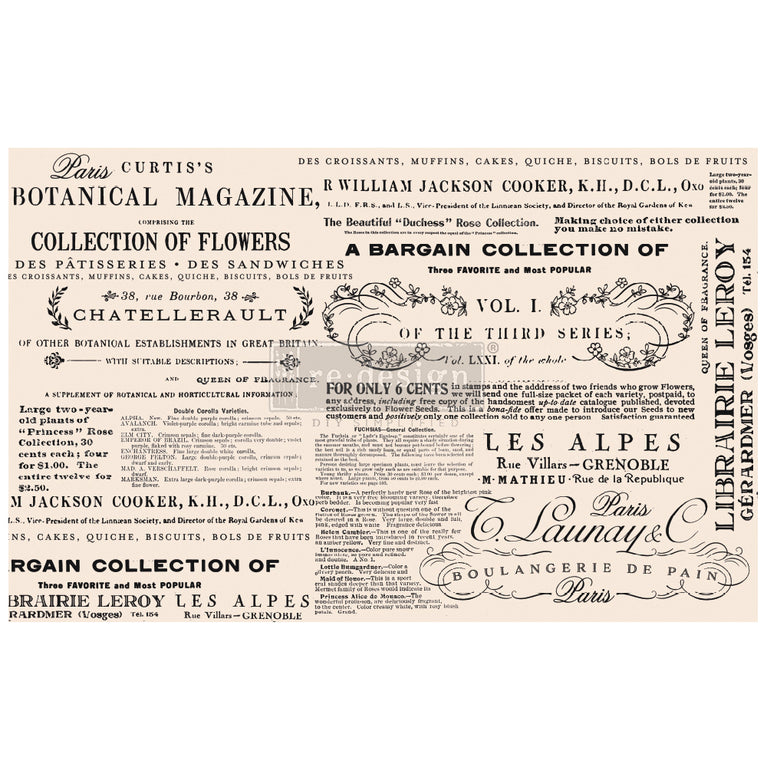 Floral Text Decoupage Decor Tissue Paper - ReDesign with Prima