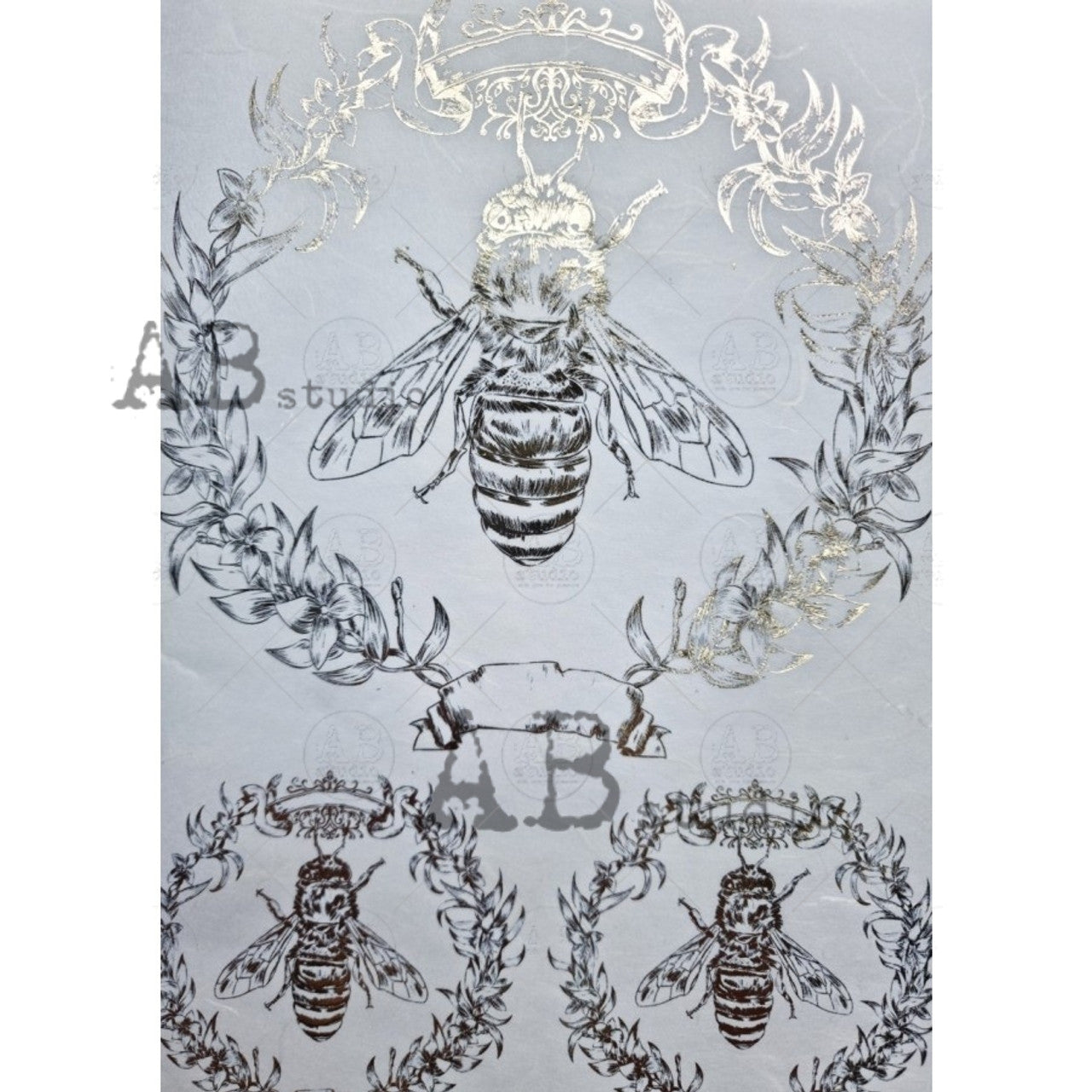 Gilded Royal Bee (#1084) Rice Paper- Decoupage Queen
