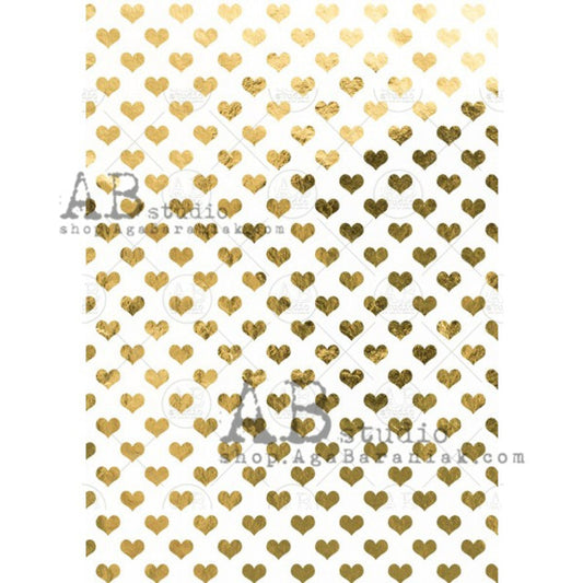 Gilded Gold Hearts (0198) Rice Paper- Decoupage Queen