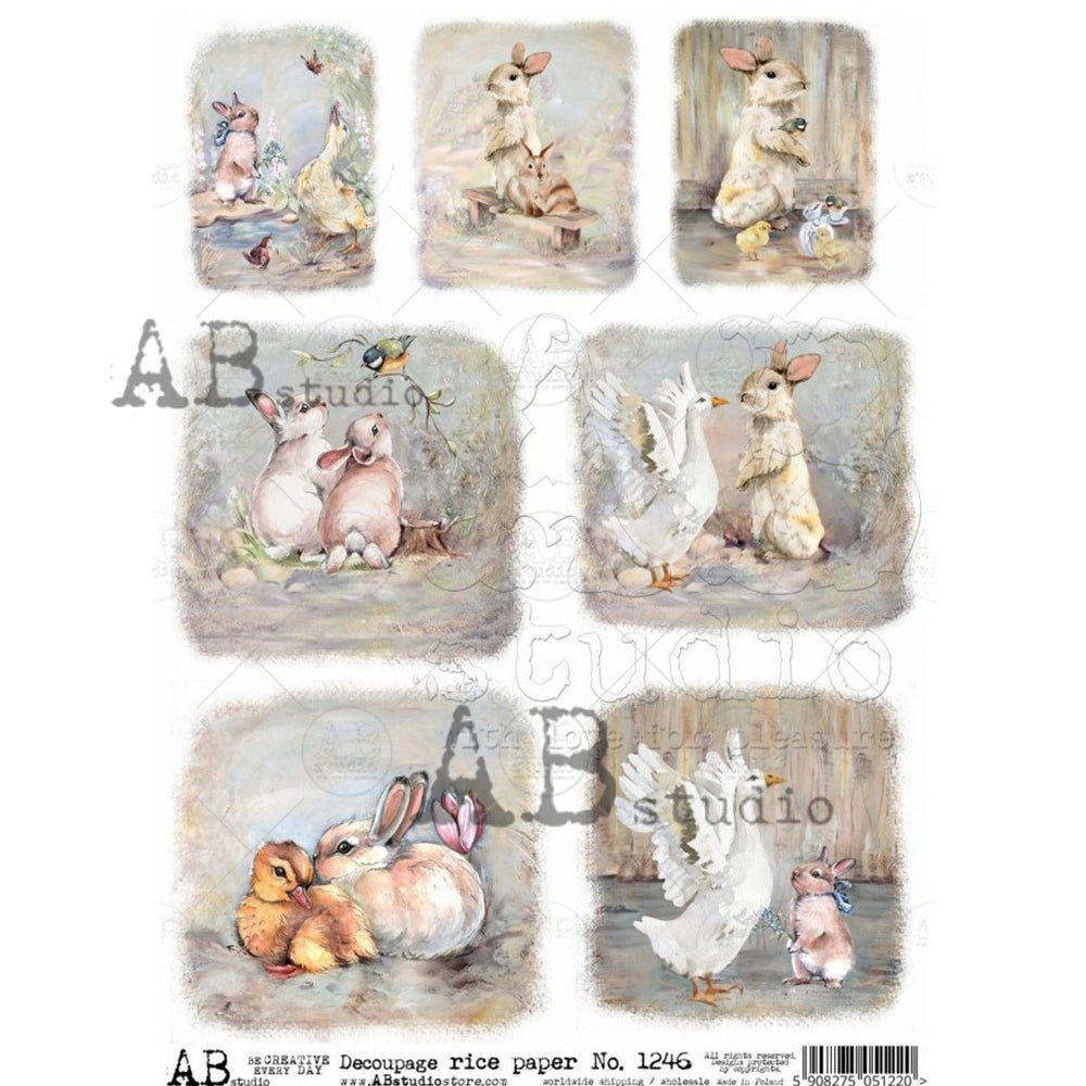 Watercolor 7 Pack Mini Easter Scenes Rice Paper (1246)- AB Studios
