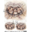 Sepia Nesting Bunnies Rice Paper (1264) - AB Studio