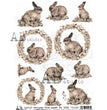 Sepia Bunny Rabbits Rice Paper (1288) - AB Studio