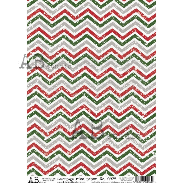 Christmas Chevron (#0928) Rice Paper- AB Studios