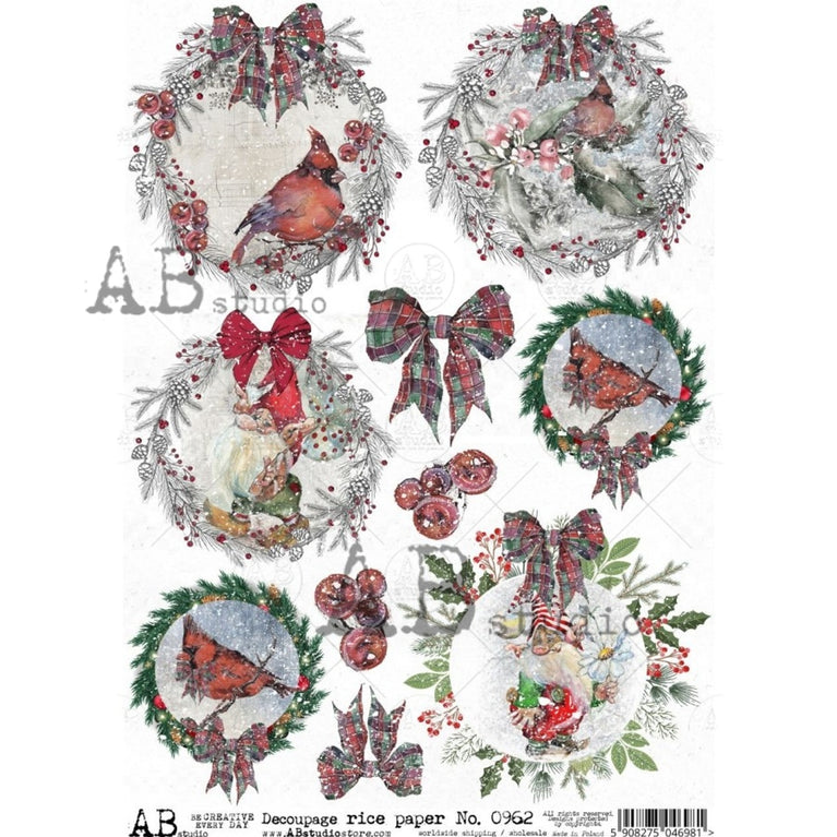 Ornaments & Bows (#0962) Rice Paper- AB Studios
