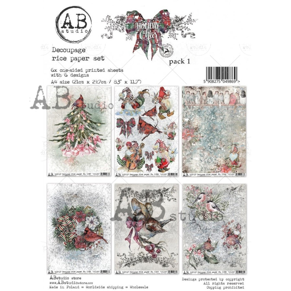 Holiday Cheer Set 1, Rice Paper 6 Pack - AB Studios