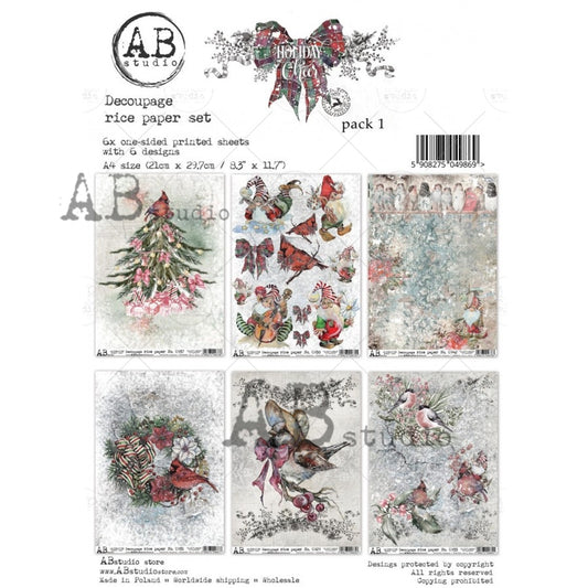 Holiday Cheer Set 1, Rice Paper 6 Pack - Decoupage Queen