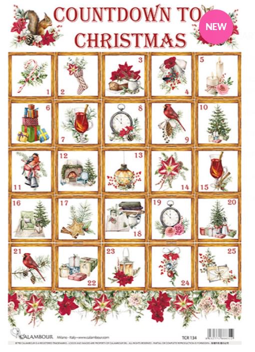 Christmas Advent Squares Rice Paper (TCR 134) - Decoupage Queen