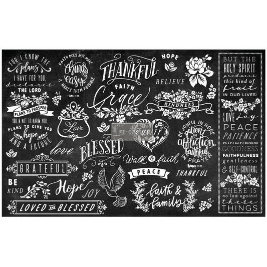 Black Thankful & Blessed - ReDesign Decoupage Tissue Paper
